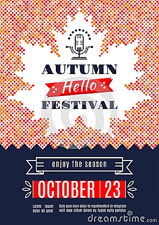 Fall Festival template posters A4 Background Maple Leaf Vector Illustration