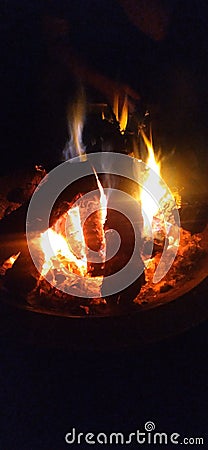 Fall fire pit clear crisp night Stock Photo