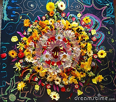 Fall Flower Mandala Stock Photo