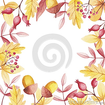 Fall frame for store sale. Watercolor leaves. Stock Photo