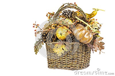 Fall Harvest Basket Isolated Stock Photo