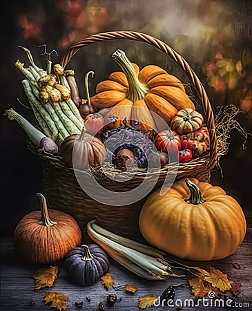 Fall harvest. Thanksgiving. Organic produce. Stock Photo