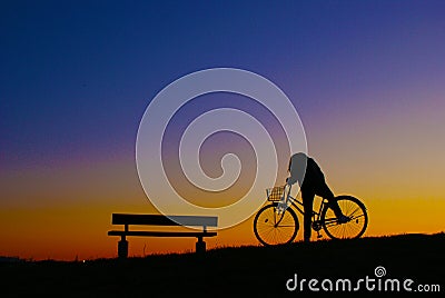 The fall of the hill on a bicycle Stock Photo