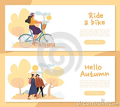 Fall holiday season recreation public event set Vector Illustration