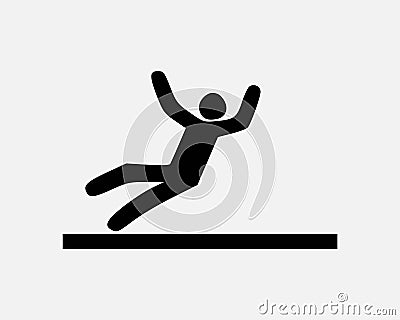 Person Falling Icon Slip and Fall Down Trip Accident Slippery Vector Black White Silhouette Symbol Sign Graphic Clipart Vector Vector Illustration