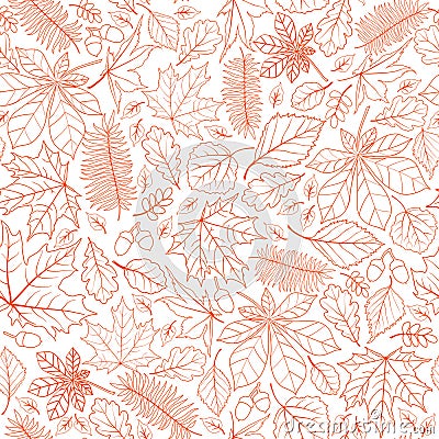 Fall leaf nature seamless pattern. Autumn leaves background. Sea Stock Photo