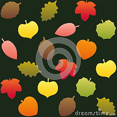 Fall Leafs Pattern Background Green Vector Illustration