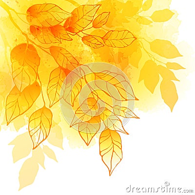 Fall leafs watercolor vector background Vector Illustration