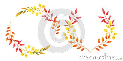 Fall leaves watercolor frames Leaves frames Thanksgiving wreath Stock Photo