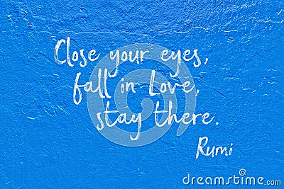 Fall in love blue Rumi Editorial Stock Photo