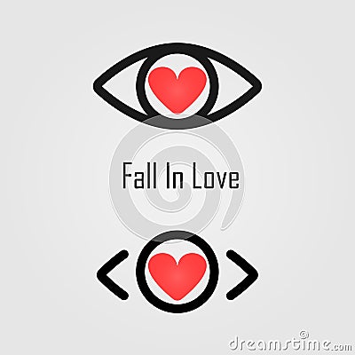 Fall in love logo design.The best vision idea concept.Human eye Vector Illustration