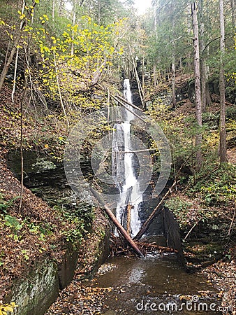 Fall Milky waterfall Stock Photo