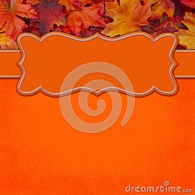 Fall orange leaf border with copy space Stock Photo
