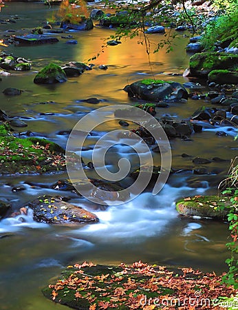 Fall Reflections on Fall Creek Stock Photo