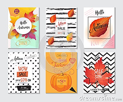 Autumn posters set Vector Illustration