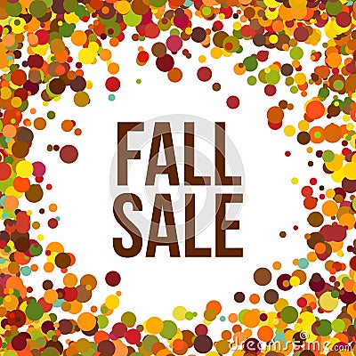 Fall Sale promo label. Autumnal confetti template for banner, poster, certificate. Vector illustration EPS10 Vector Illustration
