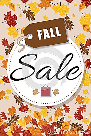 Fall Sale Shopping Bag Leaves Vector Background 1 Vector Illustration