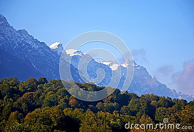 Landscape snow covered rocks of northern Alborz Mountains , Iran Stock Photo