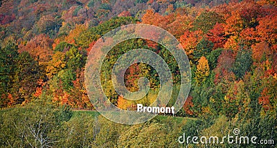In fall sign of the Olympic Equestrian Centre, Bromont Editorial Stock Photo