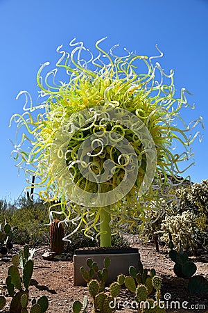 Phoenix/Tempe, Arizona: Dale Chihuly Sculpture `Sol del CitrÃ³n`, 2014 Editorial Stock Photo