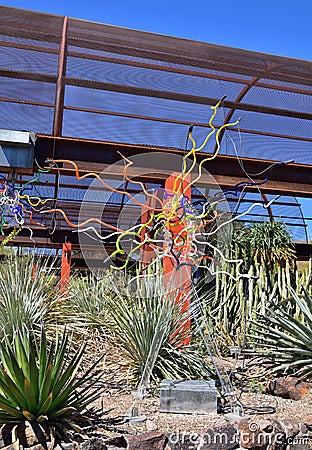 Phoenix/Tempe, Arizona: Dale Chihuly Sculpture `Sonoran Neon`, 2021 Editorial Stock Photo