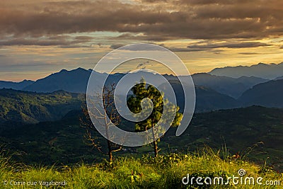 Fall and Spring at Sunset - Nepal Stock Photo