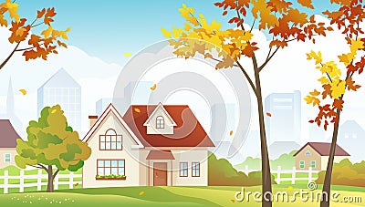 Fall suburb Vector Illustration