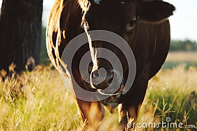 Longhorn cow closeup portrait Stock Photo