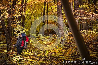 Fall Time Backpacking Stock Photo