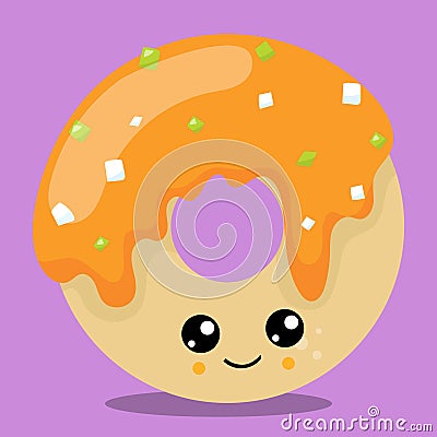Fall treats smiley donut 04 Vector Illustration