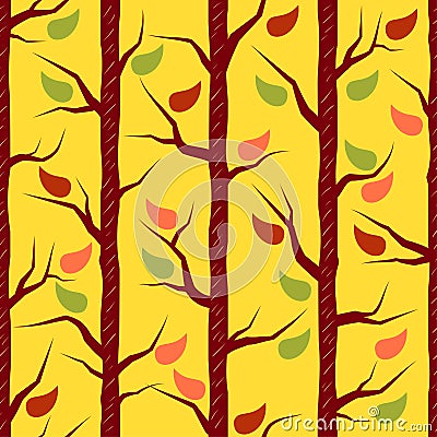 Fall trees with colorful leaves Vector Illustration