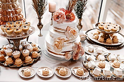 Fall wedding dessert table Stock Photo