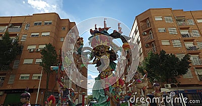 Falla DE Valencia, Spanje, het Reizen van 14-3-2017 van een beeldhouwwerk van de vieringen van Valencia stock footage Falla DE Valencia, Spanje, het Reizen van 14-3-2017 van een beeldhouwwerk van de vieringen van Valencia stock footage