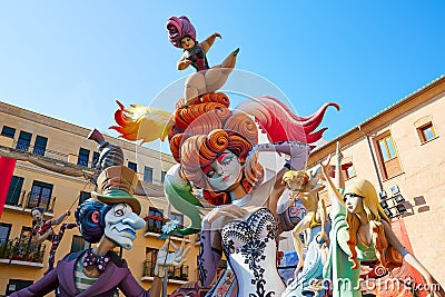 Fallas fest figures in Valencia traditional Spain Stock Photo