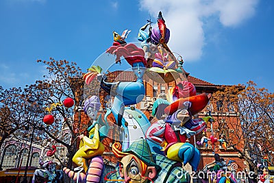 Fallas fest figures in Valencia traditional Spain Stock Photo