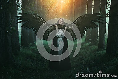 Fallen angel with sad expression Stock Photo