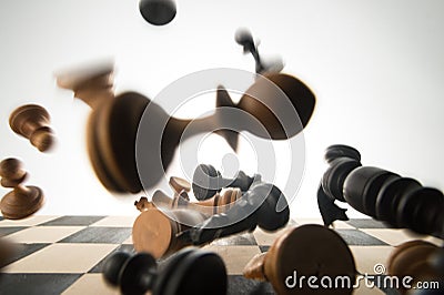 Fallen chess pieces Stock Photo