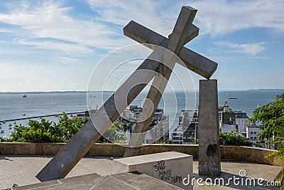 Fallen Cross Monument at Salvador Bahia, Brazil Editorial Stock Photo