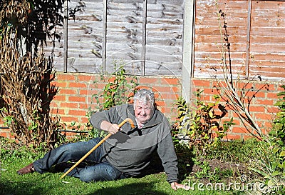 Fallen senior. Stock Photo