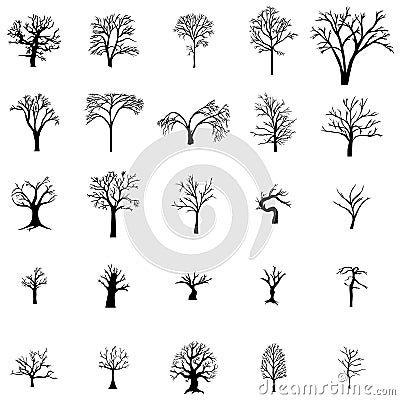 Fallen Tree silhouette set Vector Illustration