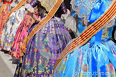 Falleras costume fallas dress detail from Valencia Stock Photo