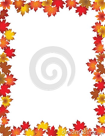 Fall Leaves Border on White Background. Vector Illustration