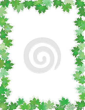 Green leaves border isolated on White with copy space. Vector Illustration