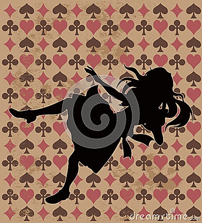 Falling Alice Silhouette Vector Illustration