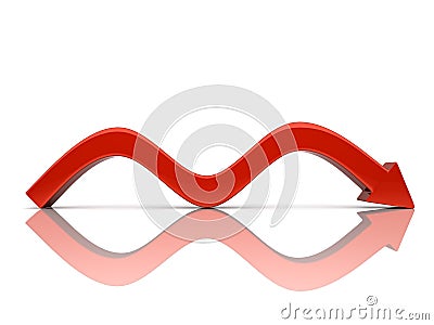 Falling arrow with bumps Stock Photo