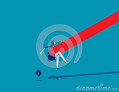 The Falling arrow shot. Accident and Dissater concept Vector Illustration