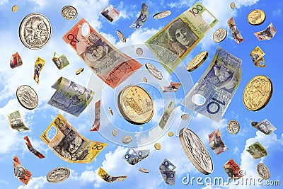 Falling Australian Money Stock Photo