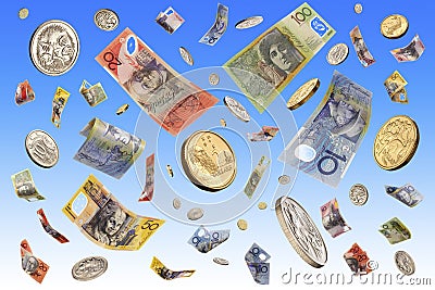 Falling Australian Money Stock Photo