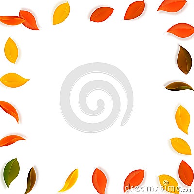 Falling autumn leaves. Red, yellow, green, brown n Stock Photo