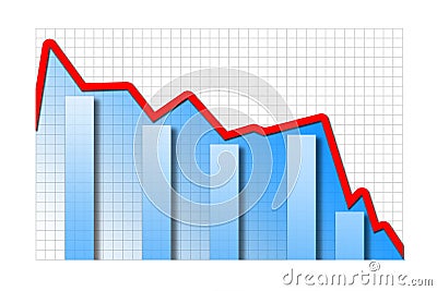 Falling business graph Stock Photo